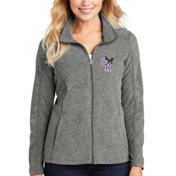 Port Authority® Ladies Heather Microfleece Full-Zip Jacket - Embroidered Logo Thumbnail