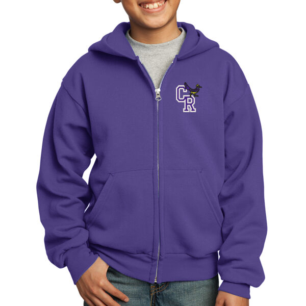Port & Company® Youth Core Fleece Full-Zip Hooded Sweatshirt - Embroidered Logo Thumbnail
