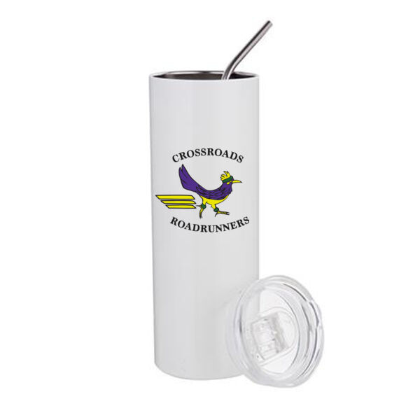 20 Oz Stainless Steel Tumbler with Straw & Lid - Sublimated Logo Thumbnail