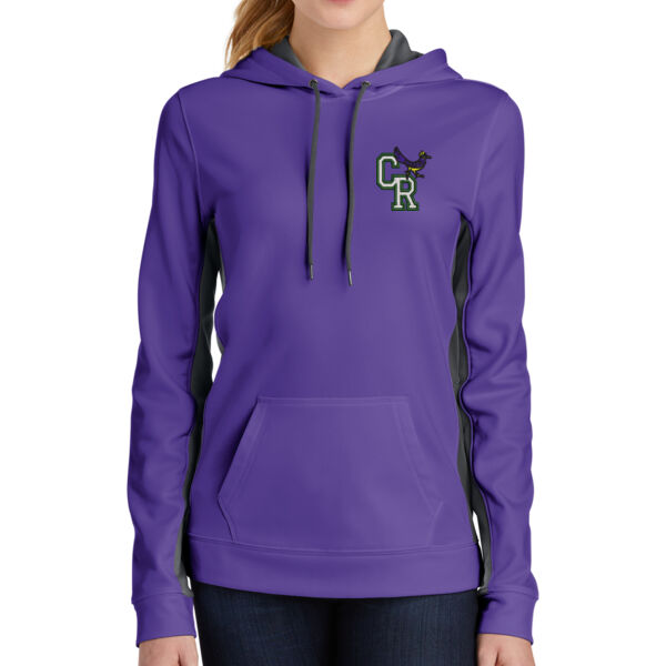 Sport-Tek® Ladies Sport-Wick® Fleece Colorblock Hooded Pullover - Embroidered Logo Thumbnail