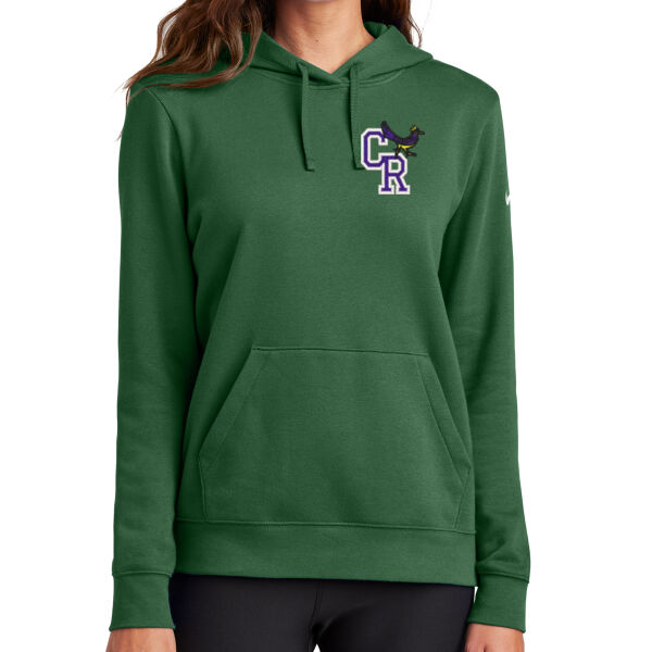 Nike Women's Club Fleece Sleeve Swoosh Pullover Hoodie - Embroidered Logo Thumbnail