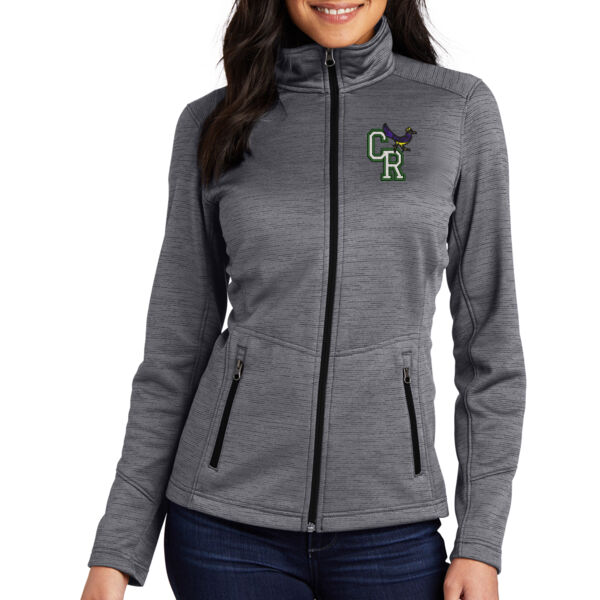 Port Authority® Women's Digi Stripe Fleece Jacket - Embroidered Logo Thumbnail