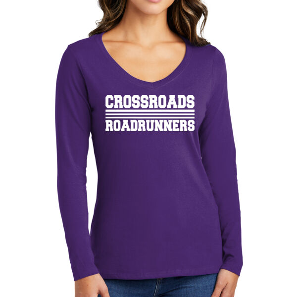 Port & Company® Women's Long Sleeve Fan Favorite™ V-Neck Tee - Printed Logo Thumbnail